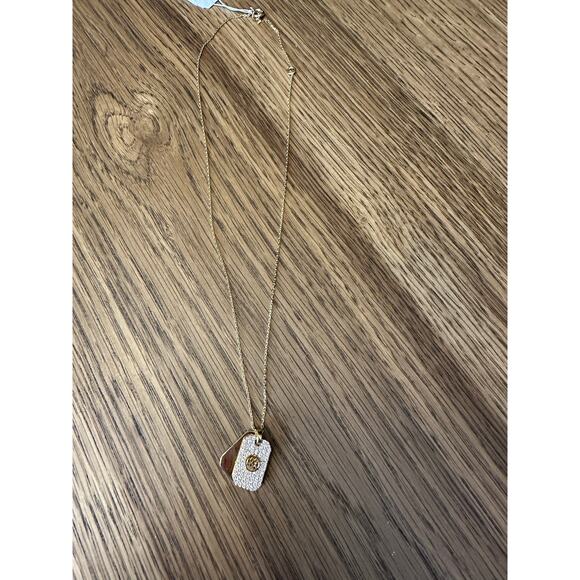 Michael Kors Precious Metal-Plated Sterling Silver Pavé Logo Pendant Necklace - Picture 2 of 4